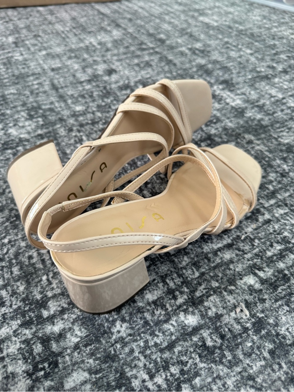 Beige Strappy Block Heel Sandals by